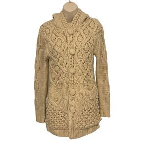 INC International Concepts Faux Fur Lined Chunky Cardigan with‎ Hood Small